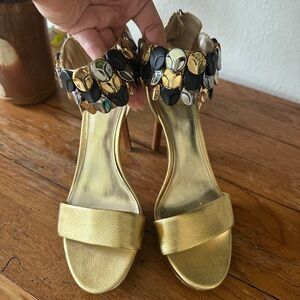 Calvin Klein Gold and Black Embellished Heels